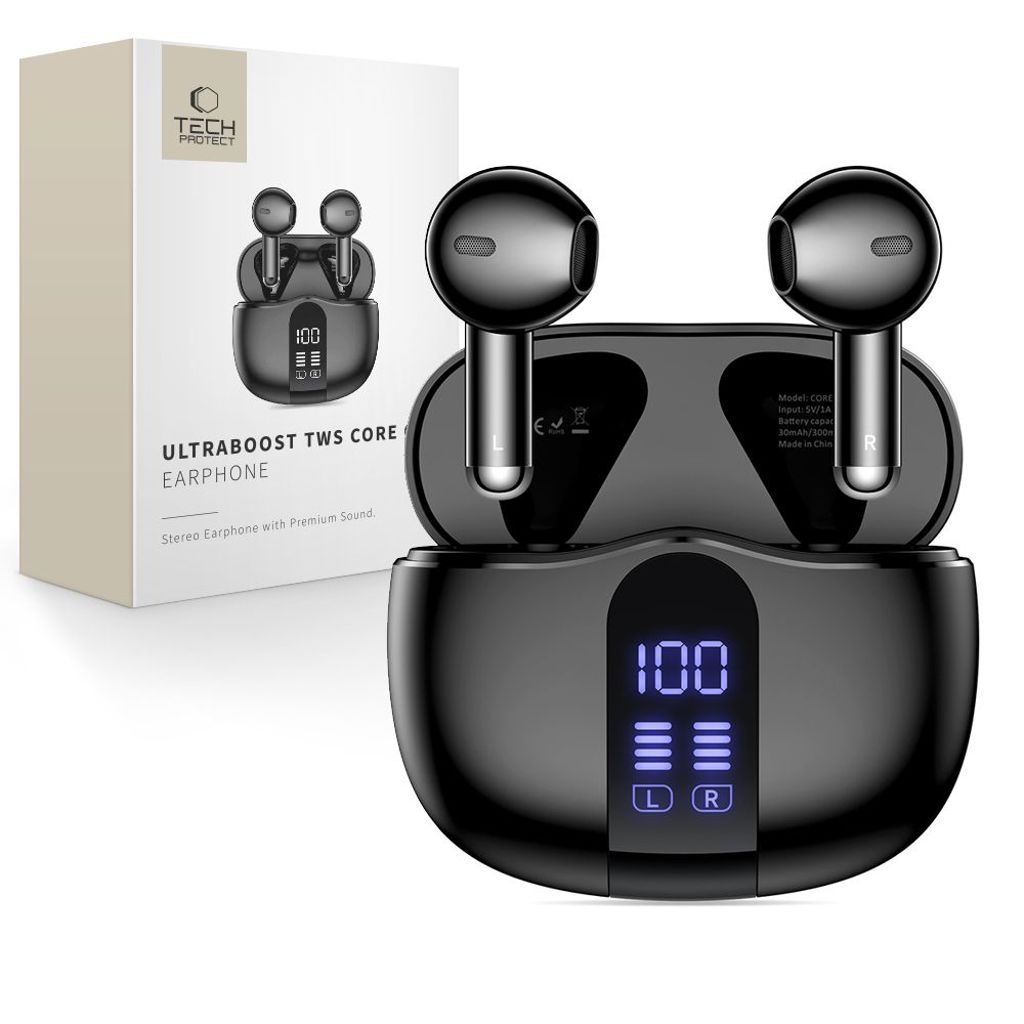 Tech-Protect UltraBoost TWS Core G2 in-ear wireless headphones – Black — Tech-Protect