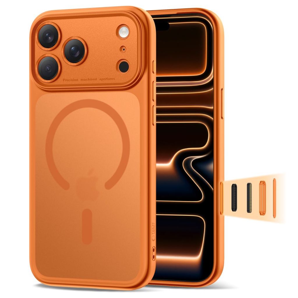 Tech-Protect MagPeak Magsafe CC Case for iPhone 17 Pro - Orange — Tech-Protect