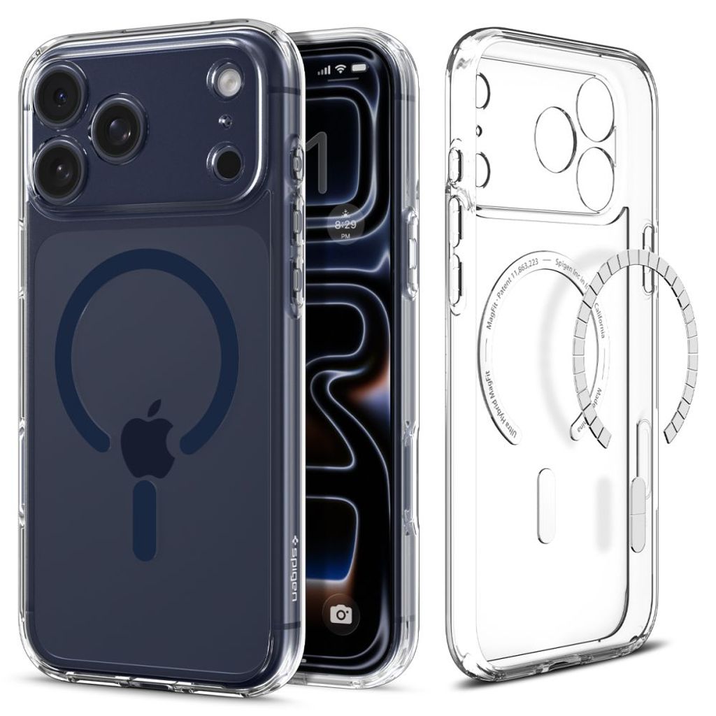 Spigen Ultra Hybrid MagFit Case for iPhone 18 Pro / 17 Pro - Transparent/Blue — Spigen