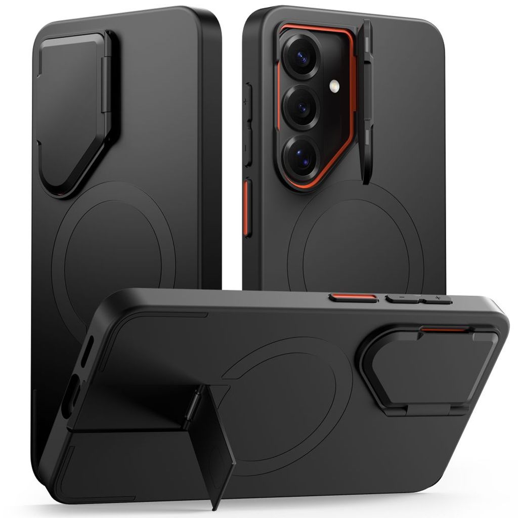 Tech-Protect Kevlar Aura MagSafe Case for Samsung Galaxy S26 - Black/Orange — Tech-Protect
