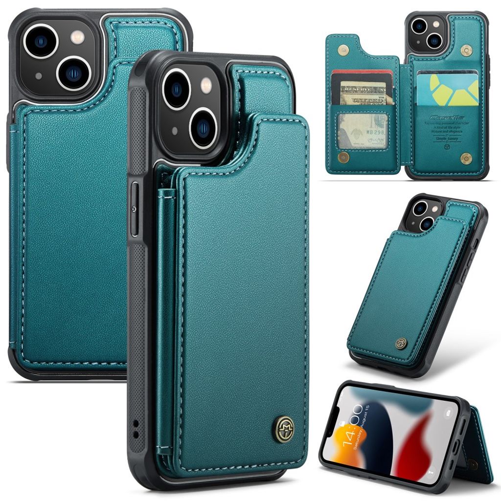 iPhone 13 CASEME C22 Wallet Case RFID Blocking - Green — Övrigt