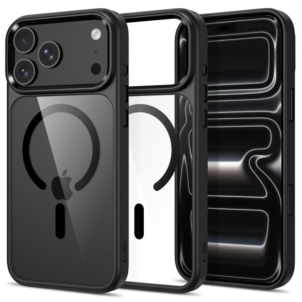 Tech-Protect Magmat MagSafe CC Case for iPhone 17 Pro/18 Pro - Transparent/Black — Tech-Protect