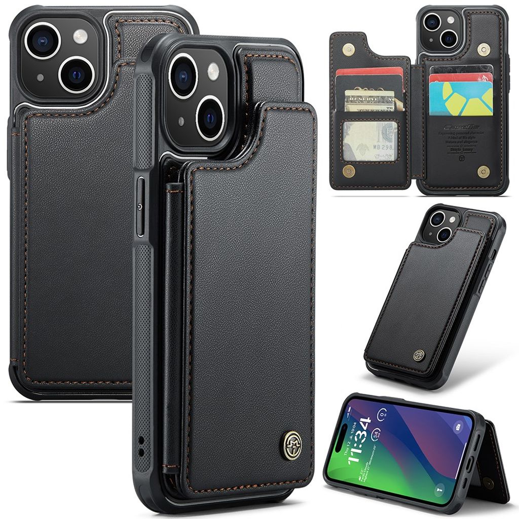 CASEME iPhone 15 Plus Case with 5 Card slots - Black