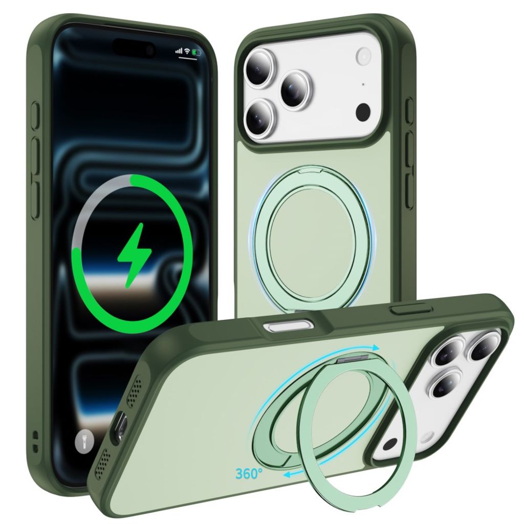 iPhone 18 Pro Max/17 Pro Max MagSafe Case with Ring Kickstand - Green — Övrigt