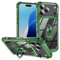 iPhone 17 Pro case alloy lens frame PC + TPU kickstand - green