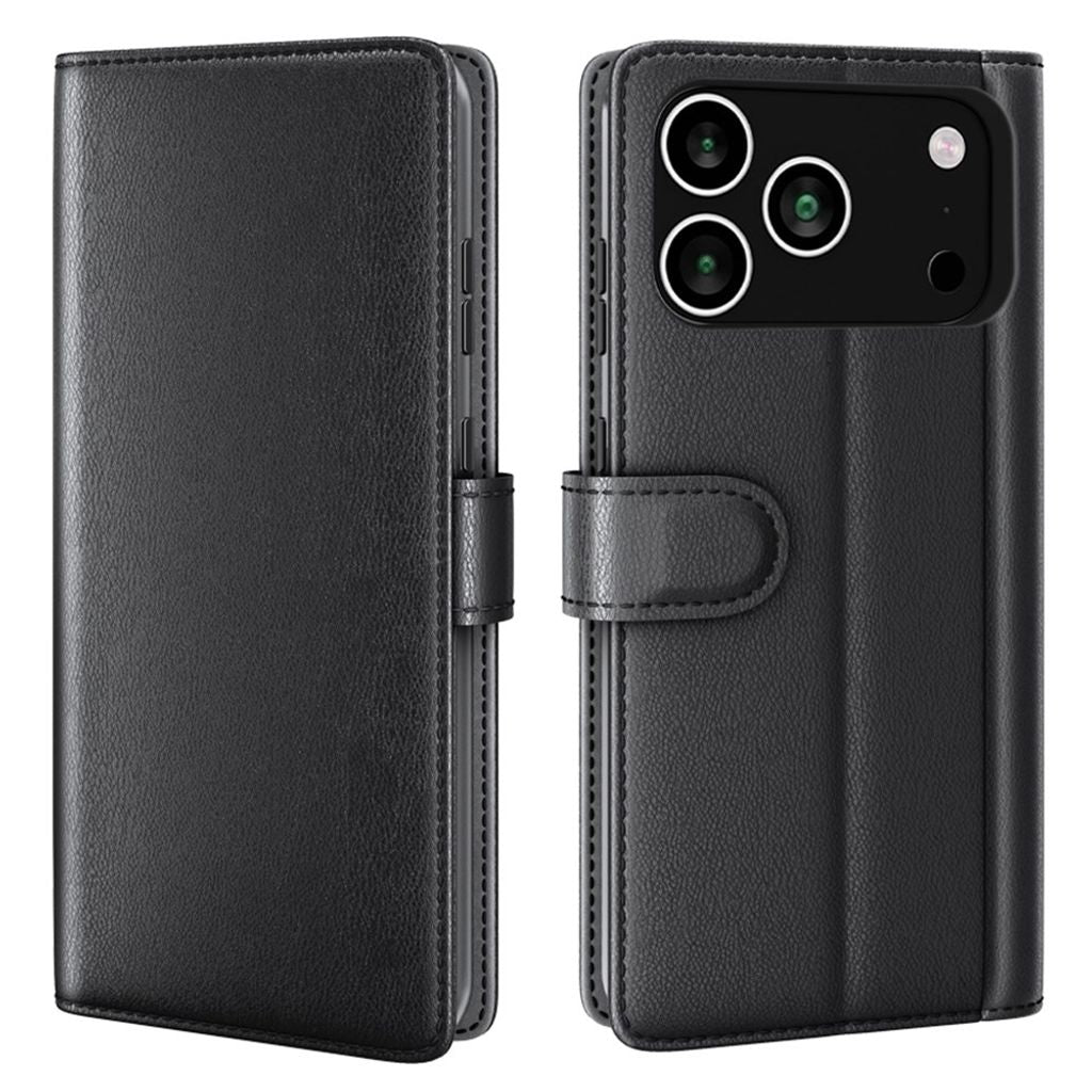 AMORUS iPhone 18 Pro Max/17 Pro Max Wallet Cover Genuine Leather – Black — AMORUS