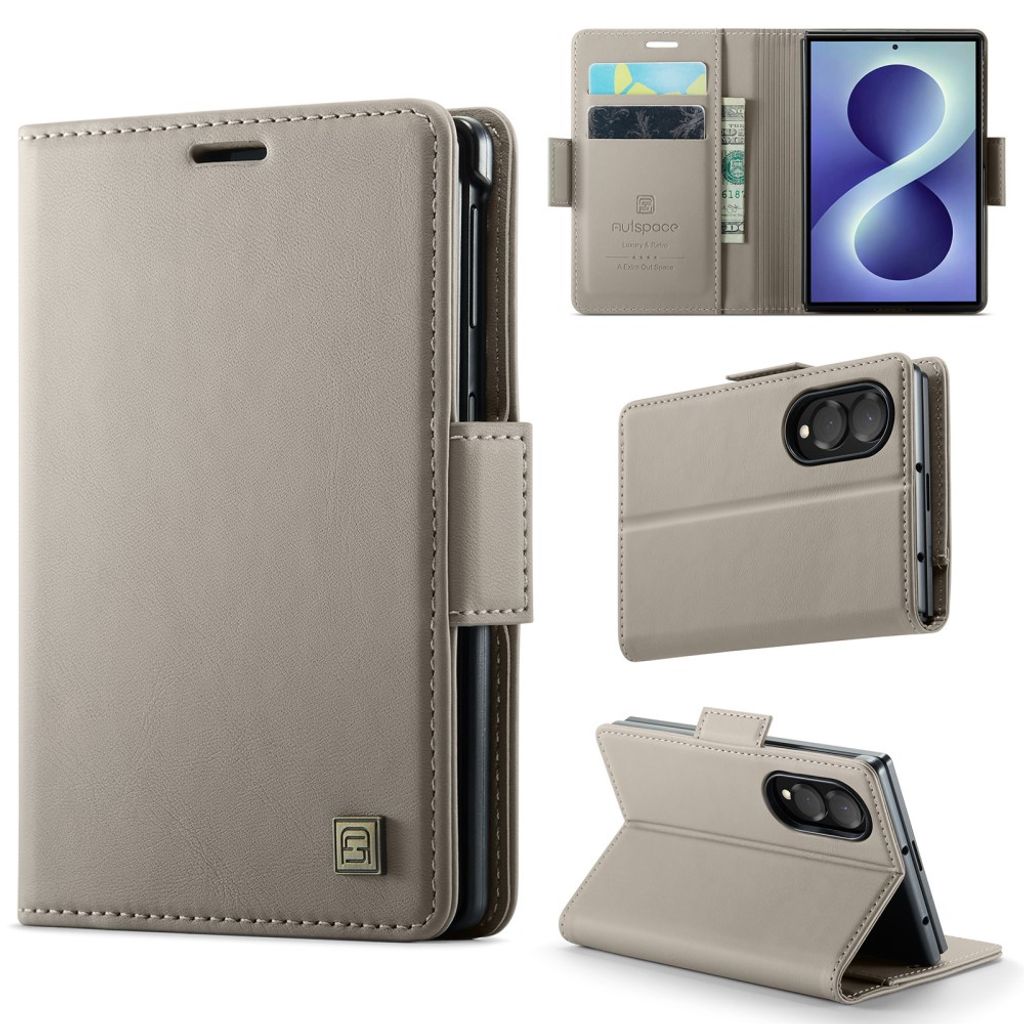 AUTSPACE Samsung Galaxy Z Fold8 Wallet Cover PU-leather RFID Blocking  - Grey — AUTSPACE