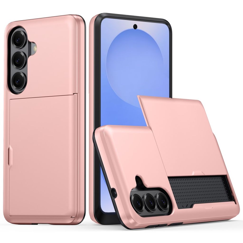 AMORUS Samsung Galaxy S26 Plus Case Sliding Card Holder - Rose Gold