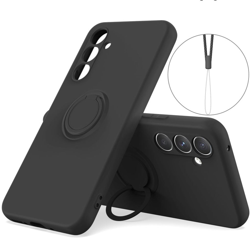 Samsung Galaxy A27 5G Silicone Case with Ring Kickstand - Black