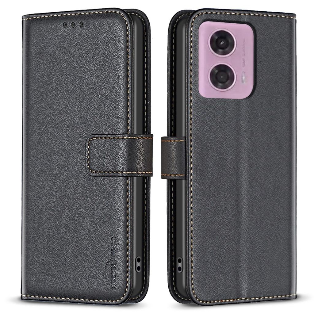 BINFEN COLOR Motorola Moto E14 / G04 / G04s / G24 4G Cover with Wallet - Black