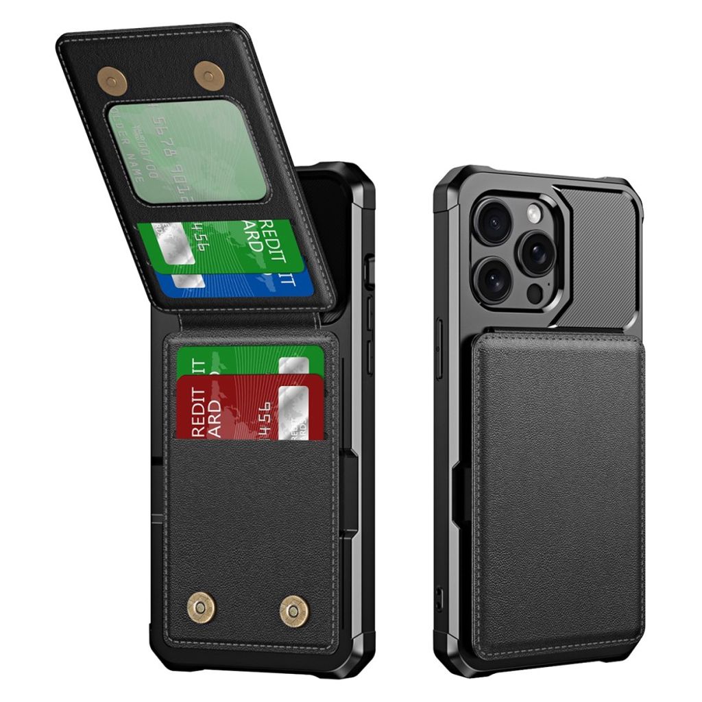 ZM11 iPhone 14 Pro Wallet Case Card Holder Stand - Black