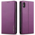 LC.IMEEKE iPhone XS Max Wallet Cover with Stand – Purple