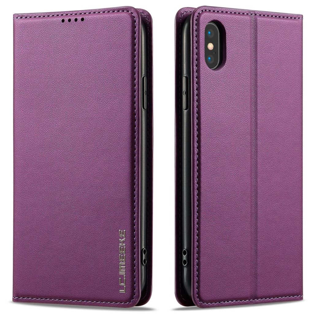 LC.IMEEKE iPhone XS Max Wallet Cover with Stand – Purple
