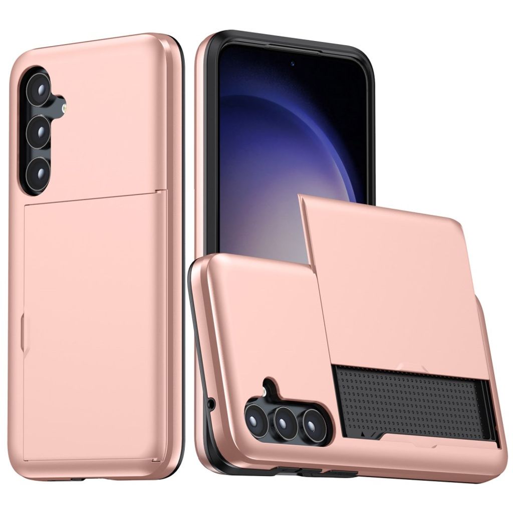 Samsung Galaxy A55 5G case with slide card holder - Rose Gold