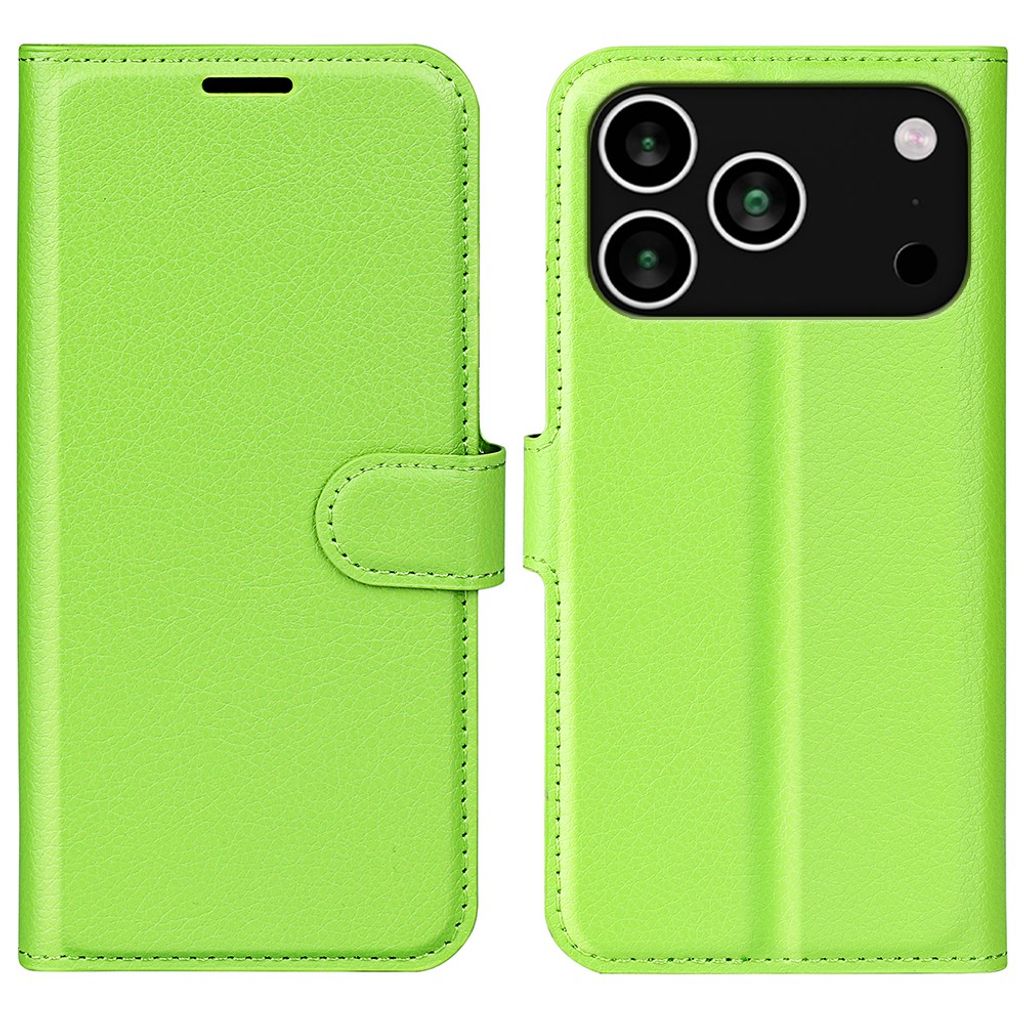 AMORUS iPhone 18 Pro Max/17 Pro Max Wallet Cover Litchi PU-leather - Green — AMORUS