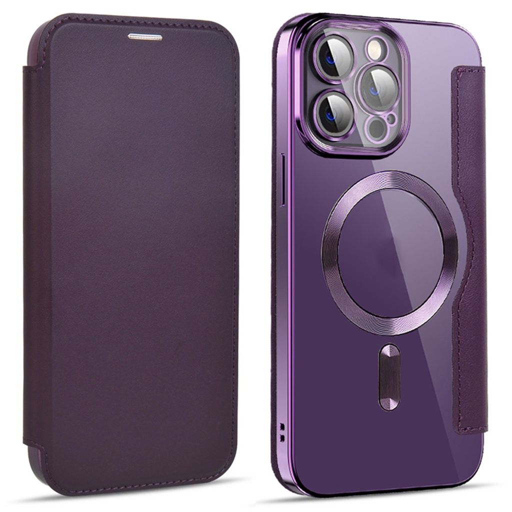 iPhone 14 Pro Max Wallet Cover MagSafe RFID - Purple — Övrigt