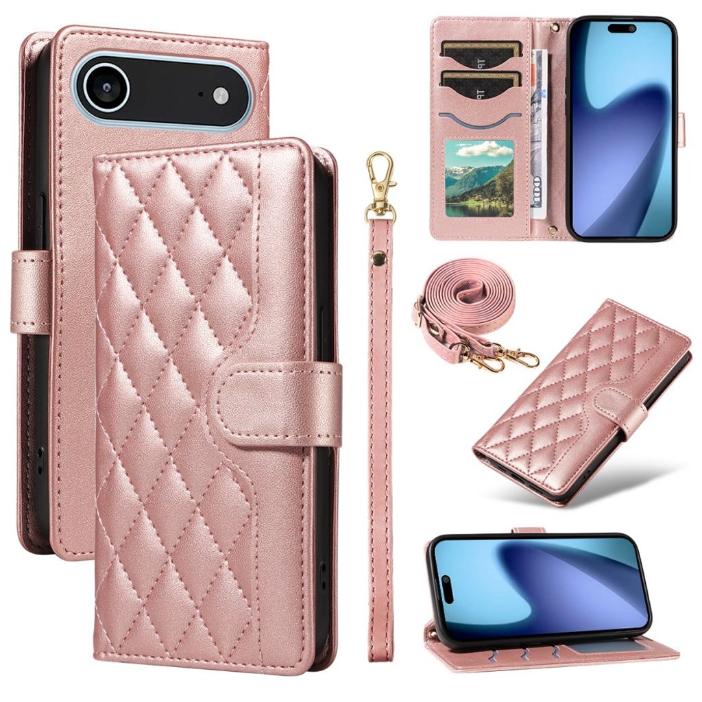 iPhone Air Wallet Cover with strap - Rose Gold