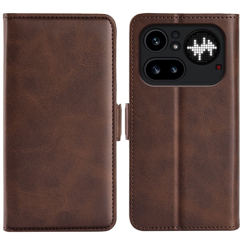 Nothing Phone (4a) Pro Wallet Cover Calf Texture PU Leather - Brown — Nothing