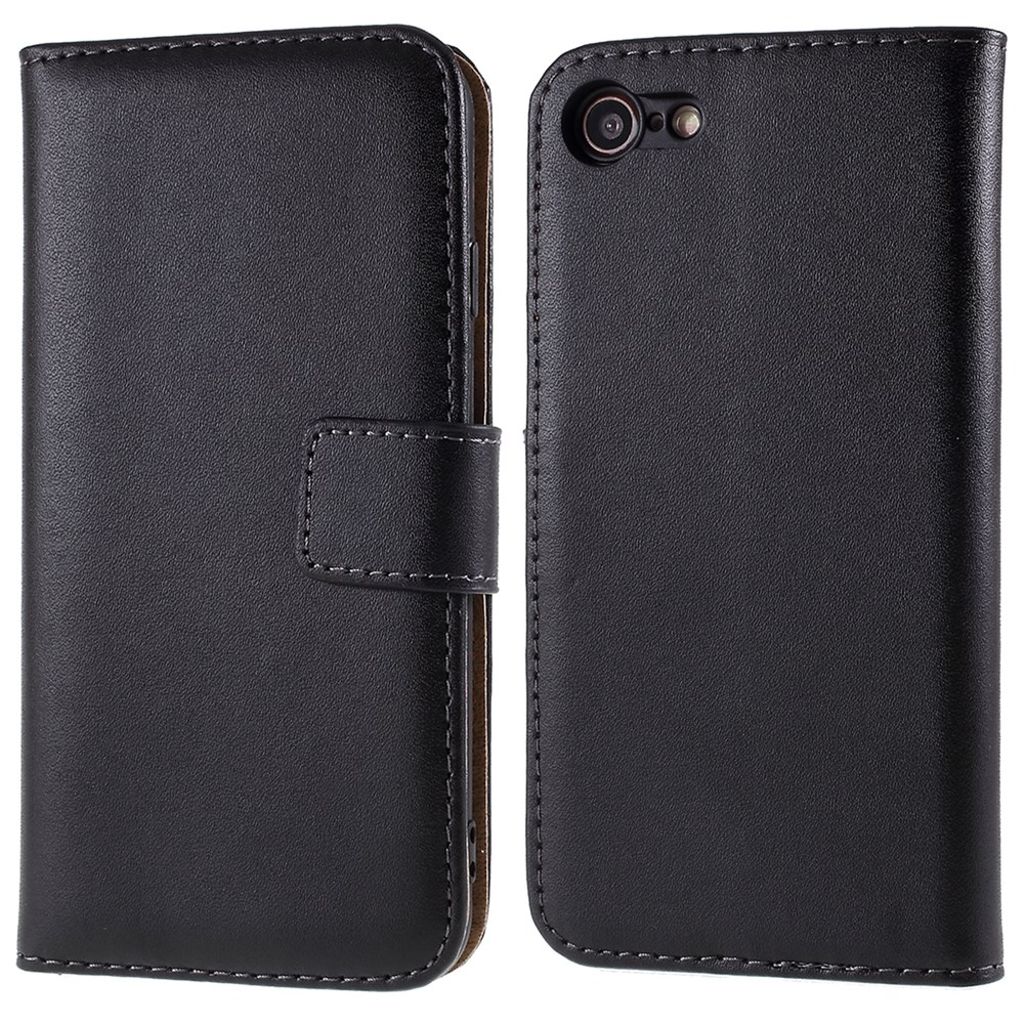 iPhone 8/7/SE (2020)/SE (2022) Wallet Cover in Genuine Leather - Black — Övrigt