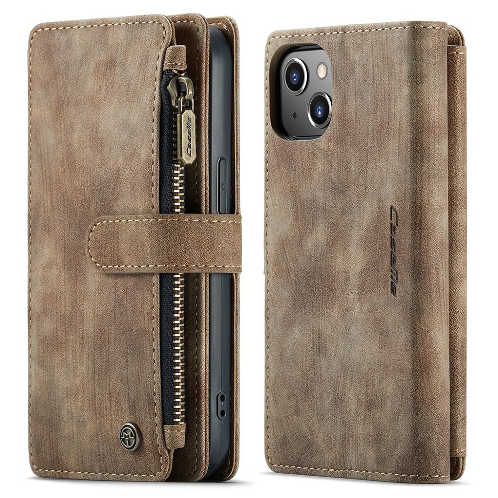 CASEME C30 iPhone 13 Wallet Cover Card Holder Strap - Brown