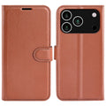 AMORUS iPhone 18 Pro Max/17 Pro Max Wallet Cover Litchi PU-leather - Brown — AMORUS