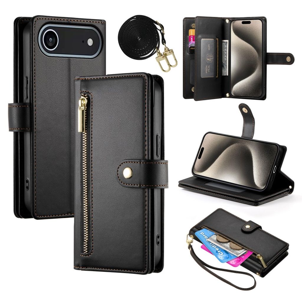 iPhone Air Wallet Cover with Strap - Black