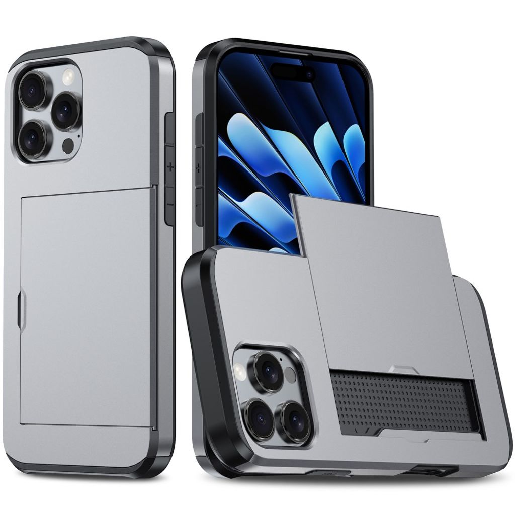 iPhone 16 Pro Cover with card slot - Grey — Övrigt
