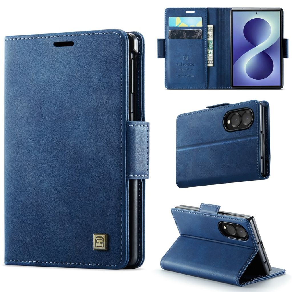 AUTSPACE Samsung Galaxy Z Fold8 Wallet Cover PU-leather RFID Blocking  - Blue — AUTSPACE