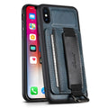 SUTENI H13 Card Holder Case with Hand Strap Kickstand for iPhone XS Max – Blue