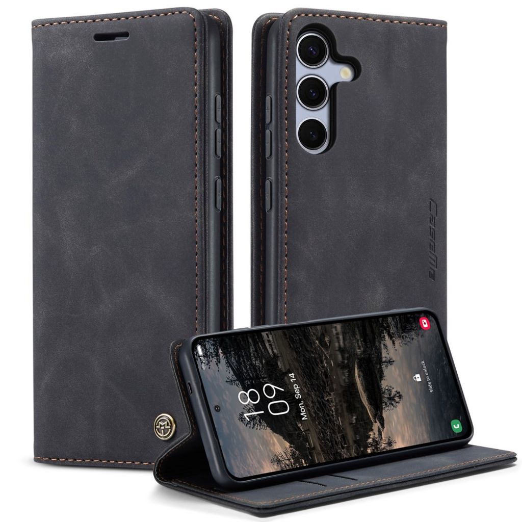 CASEME Samsung Galaxy S25 FE Wallet Cover with Card Slots - Black