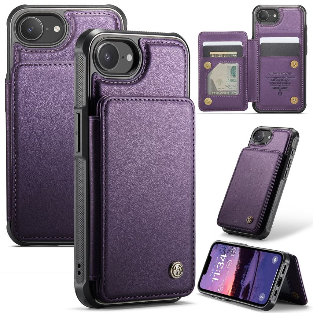CASEME iPhone 17e/16e Wallet Case RFID Blocking - Purple — CASEME