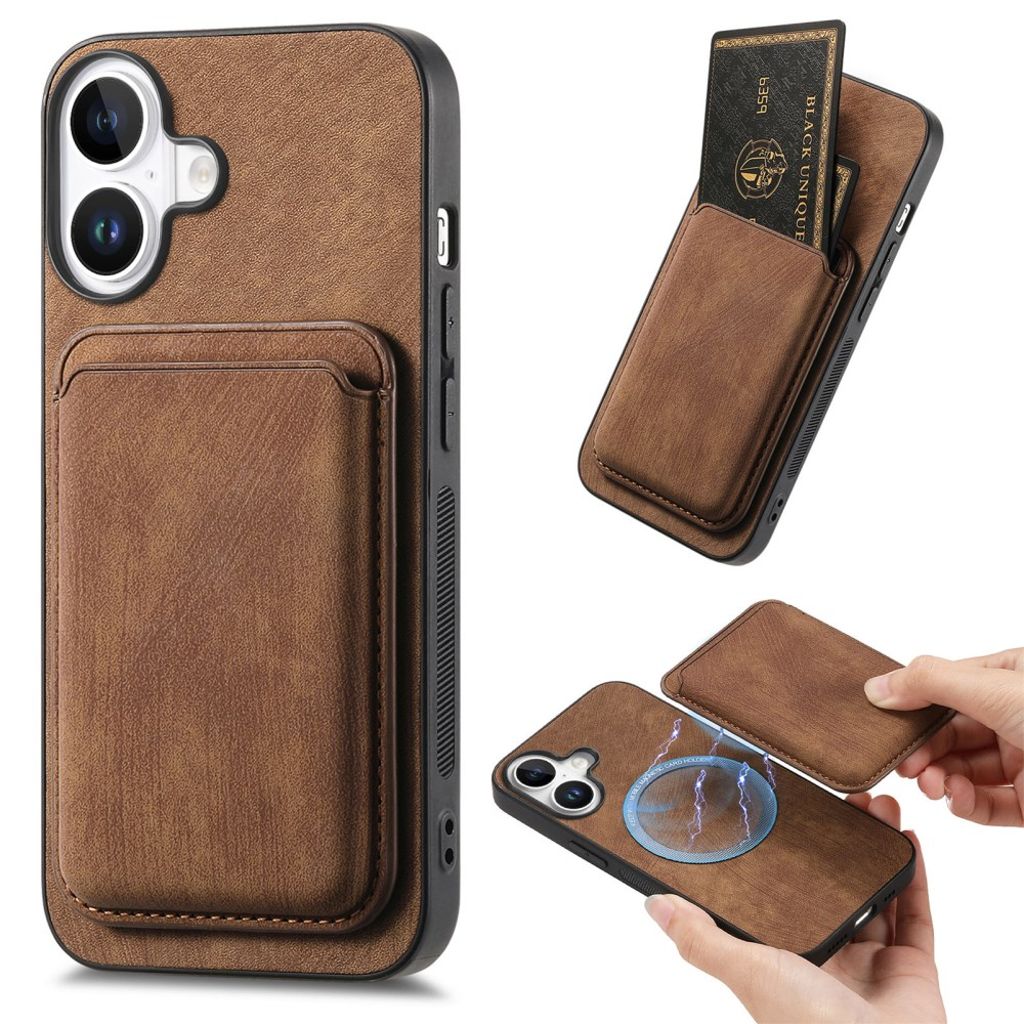 D12 iPhone 16 Case with card holder - Brown