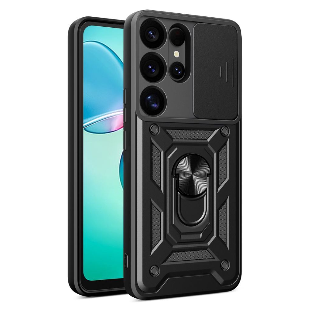 Samsung Galaxy S25 Ultra Case with Camera Cover and Stand - Black — Samsung