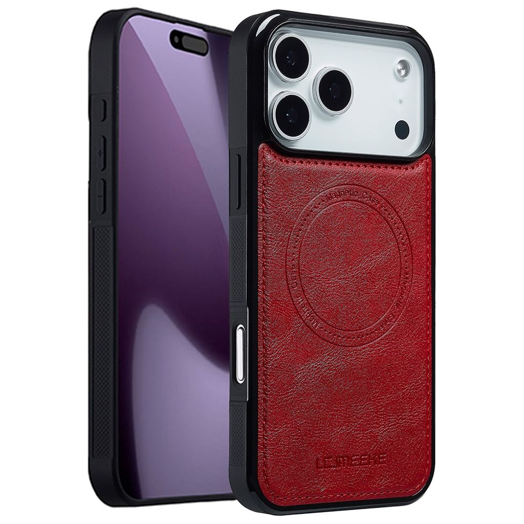 LC.IMEEKE iPhone 18 Pro Max/17 Pro Max MagSafe Case with PU-leather - Red — LC.IMEEKE