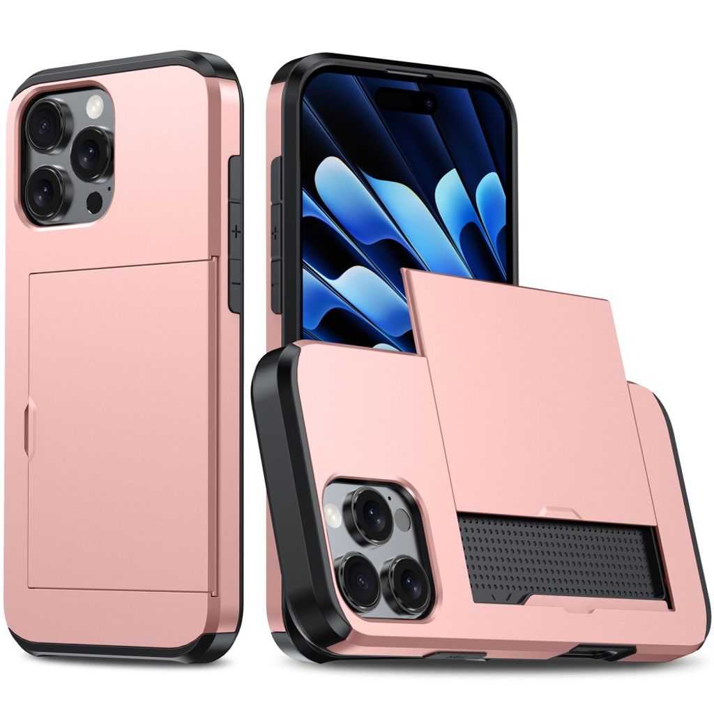iPhone 16 Pro Cover with card slot - Rose gold