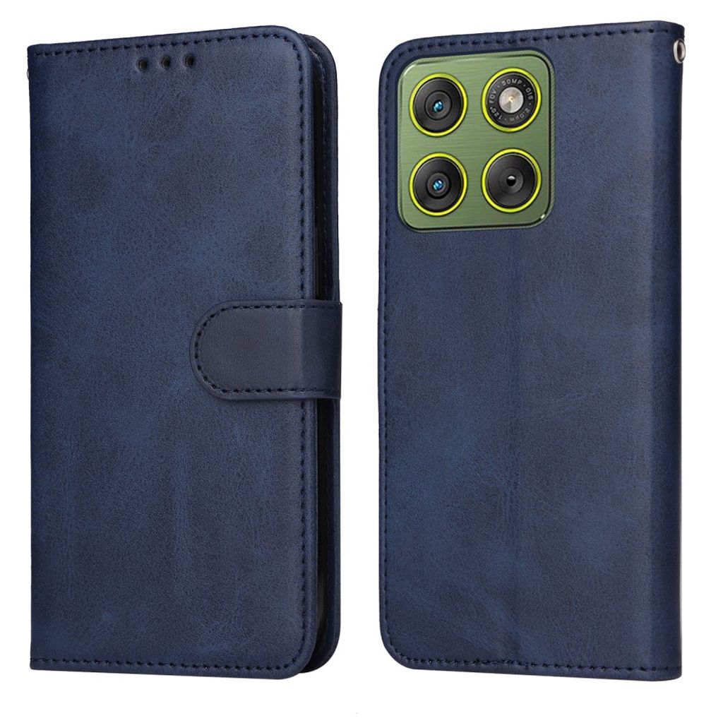 Motorola Edge 70 Wallet Cover PU Leather Stand - Blue — Övrigt