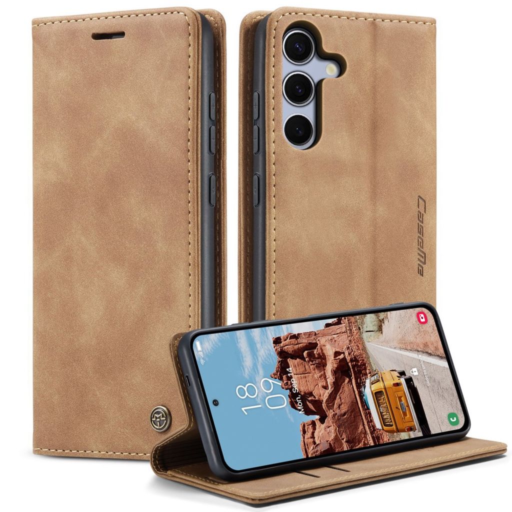 CASEME Samsung Galaxy S25 FE Wallet Cover with Card Slots - Brown