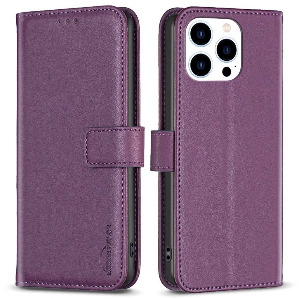 BINFEN COLOR iPhone 16 Pro Max Wallet Cover – Dark Purple