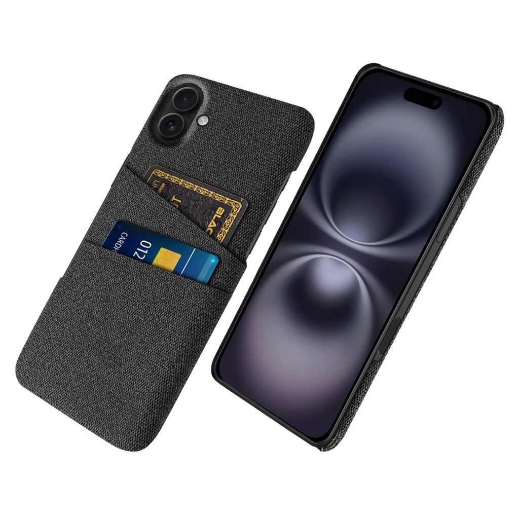 iPhone 17 Case in textile with 2 Card Slots - Black — Övrigt