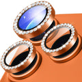 iPhone 18 Pro Tempered Glass Lens Protector with Rhinestone Metal Ring - Orange — Övrigt