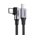 UGREEN USB-C to angled USB-C cable, PD, 60W, 3A, 2m - Grey/black