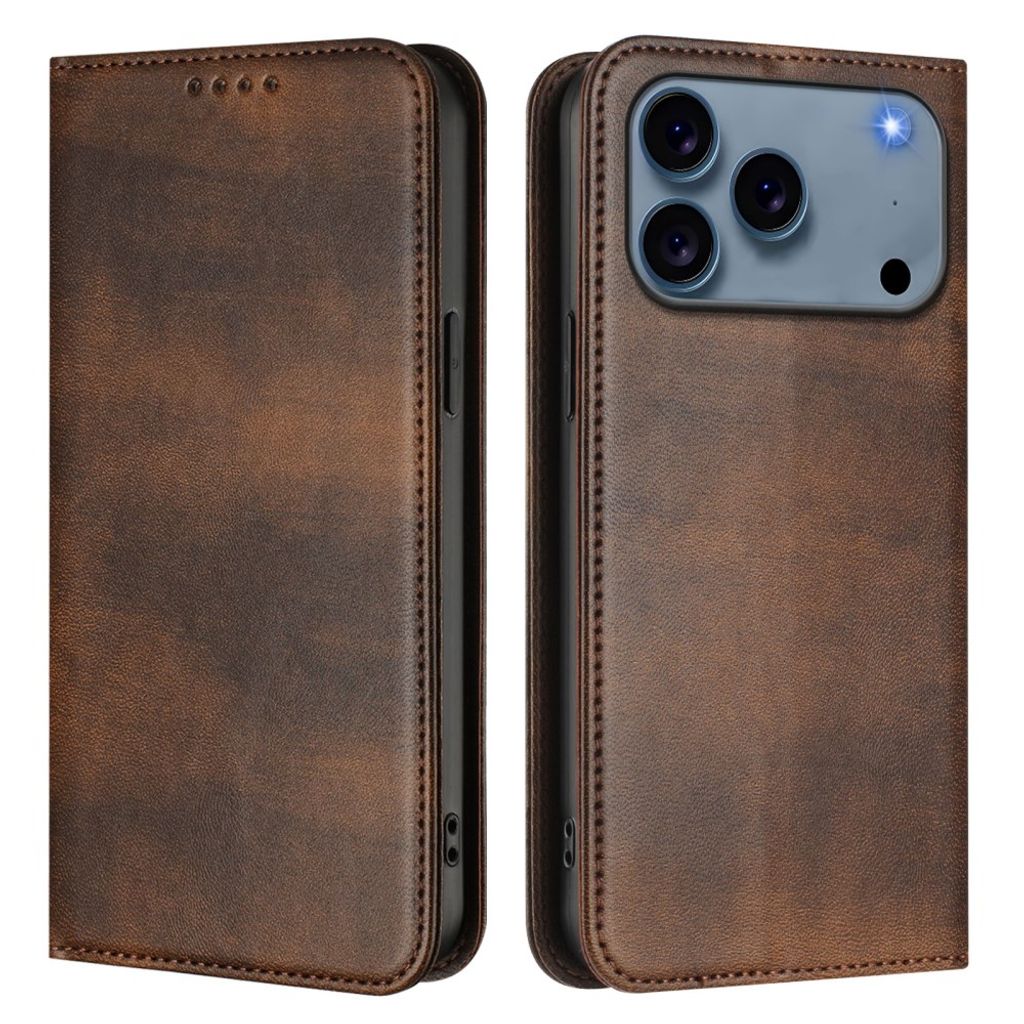 iPhone 18 Pro/17 Pro Wallet Cover PU-leather RFID Blocking  - Brown — Övrigt