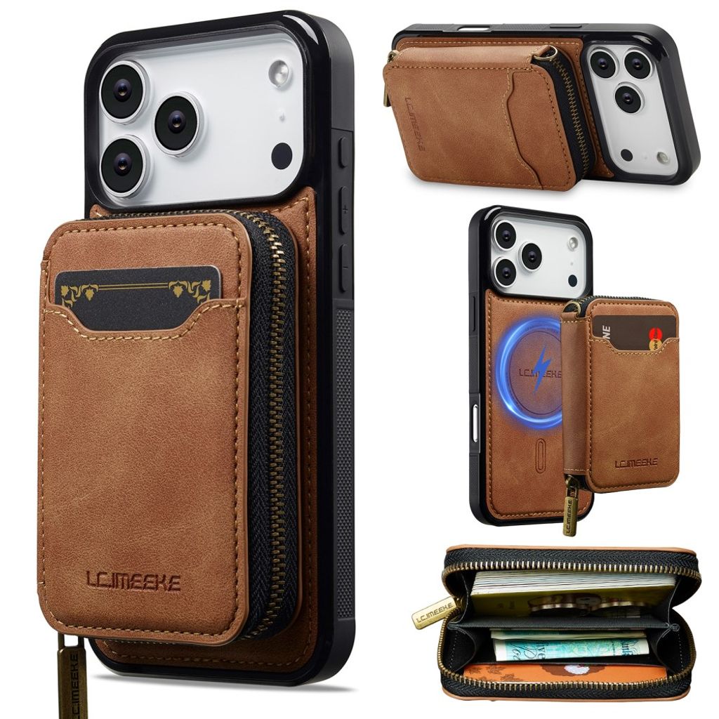 LC.IMEEKE iPhone 18 Pro Max/17 Pro Max MagSafe Case with Wallet - Brown — LC.IMEEKE