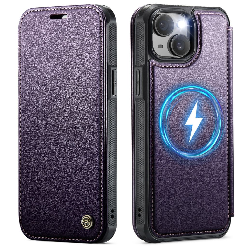 CASEME 053 iPhone 15 Wallet Cover MagSafe RFID blocking - Purple