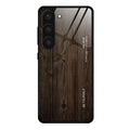 Samsung Galaxy S24 Case with print and back in tempered glass - Dark wood