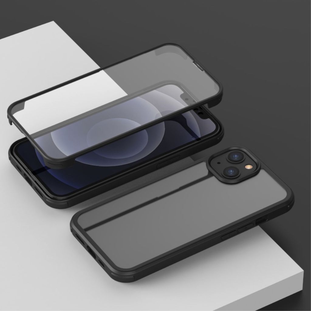 iPhone 13 kuori näytönsuojalla - musta
