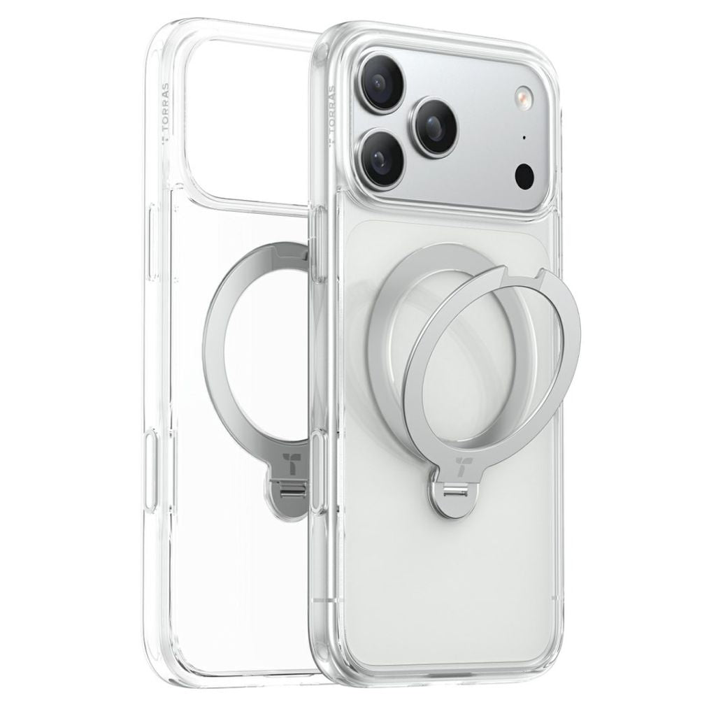 TORRAS iPhone 18 Pro/17 Pro MagSafe Case with 360° Ring Stand - Transparent — TORRAS