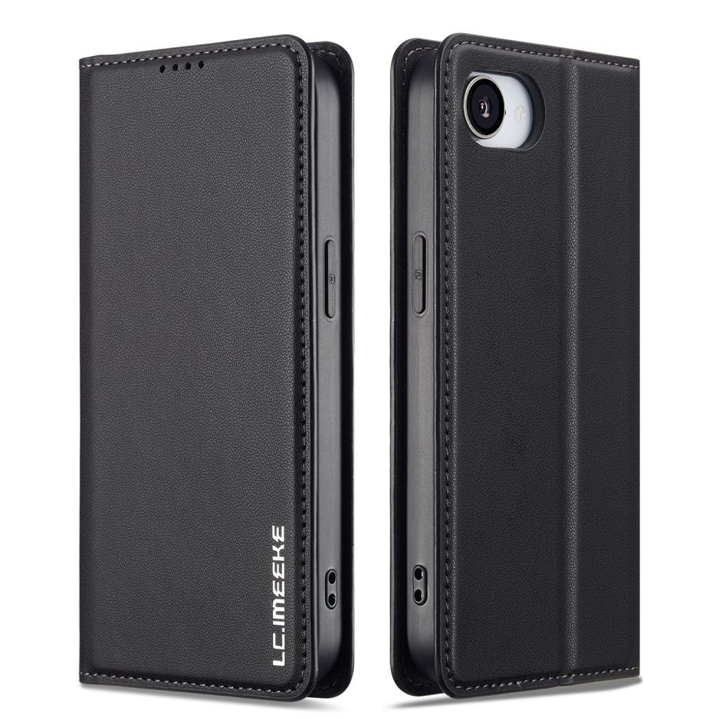 LC.IMEEKE iPhone 17e/16e Wallet Cover Stand PU Leather - Black