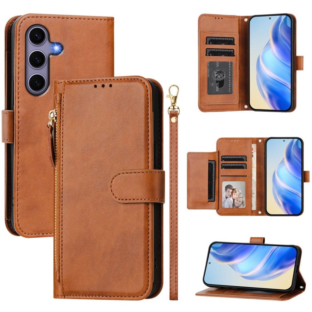 Samsung Galaxy S25 Wallet Cover with Hand grip - Brown