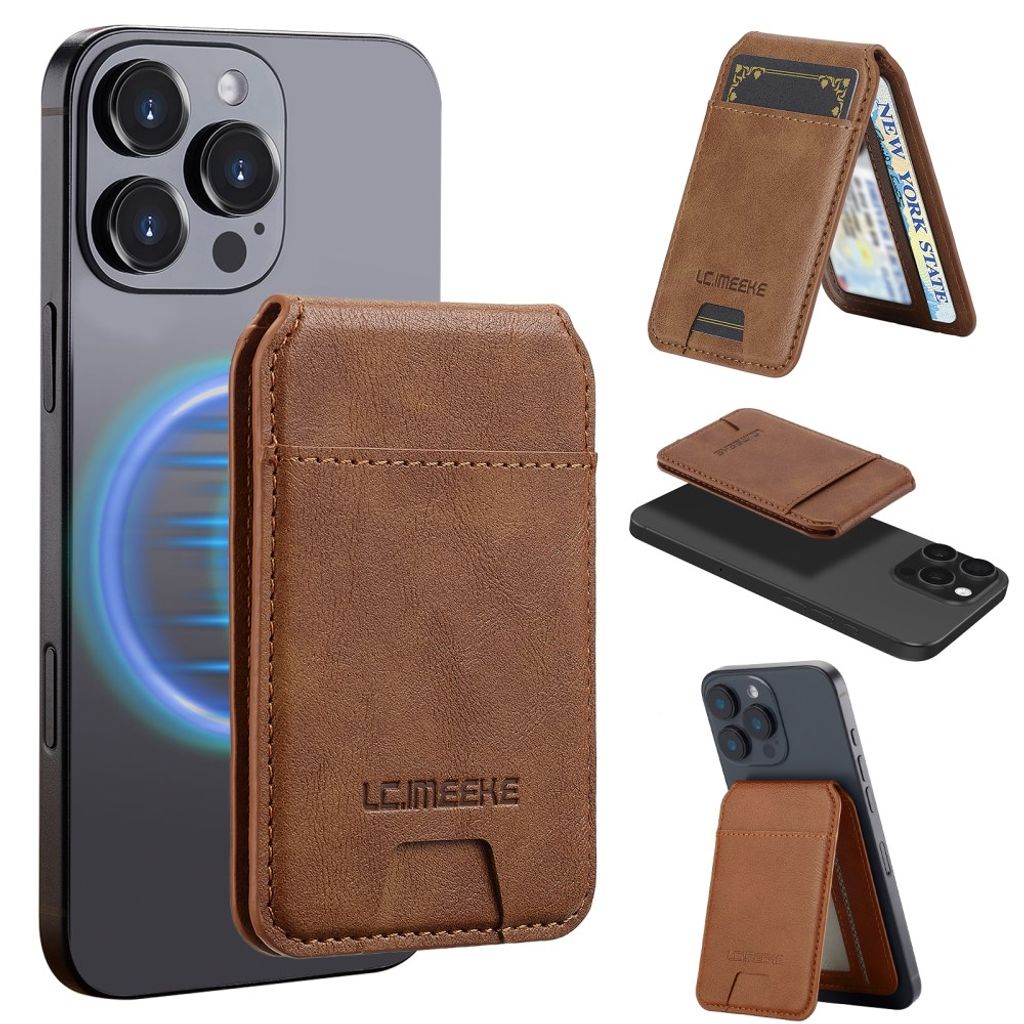LC.IMEEKE MagSafe Card Holder 3 Cards RFID Blocking – Brown — LC.IMEEKE